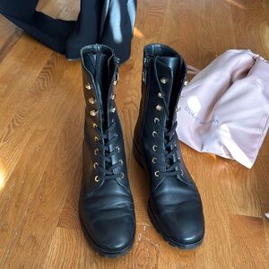 Stuart Weitzman Black Leather combat bootie